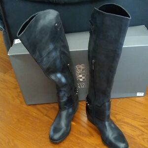 Vince Camuto Black Leather Knee-High Women's Boots 8M
